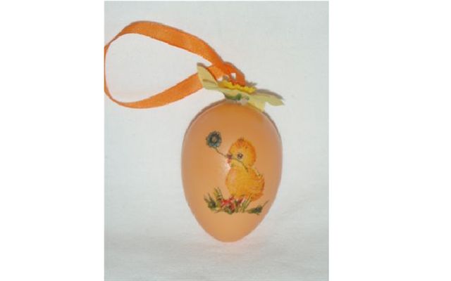 Velikonon dekorativn oranov zvsn vajko s narciskou